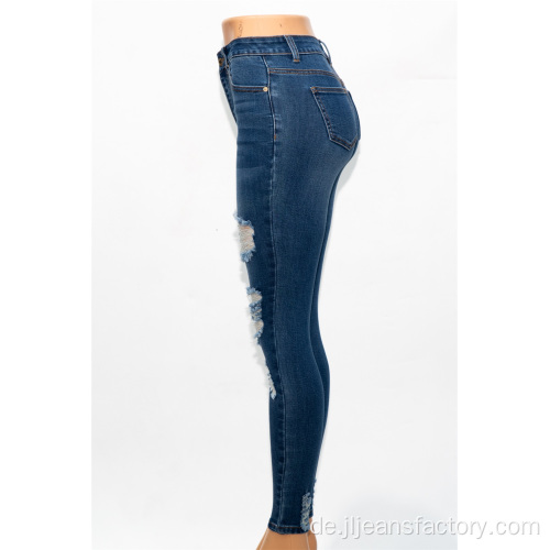 Dunkelblaue Damen zerrissen Jeans